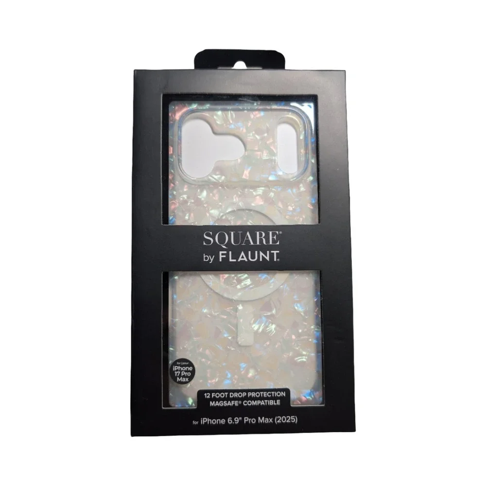 W8-N Flaunt Square Magsafe Case Apple iPhone 17 Pro Max Opal‎ Shell Iridescent